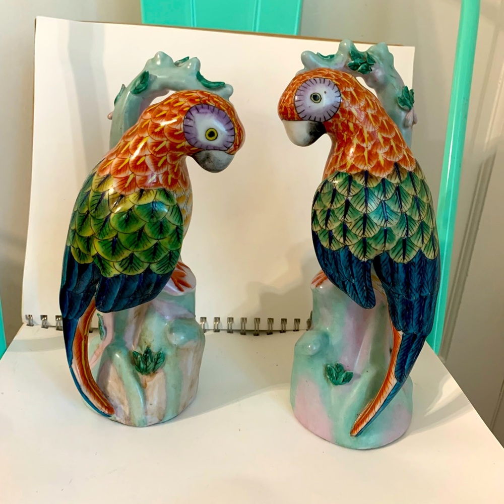 Set of 2 Vintage Parrot on Branches